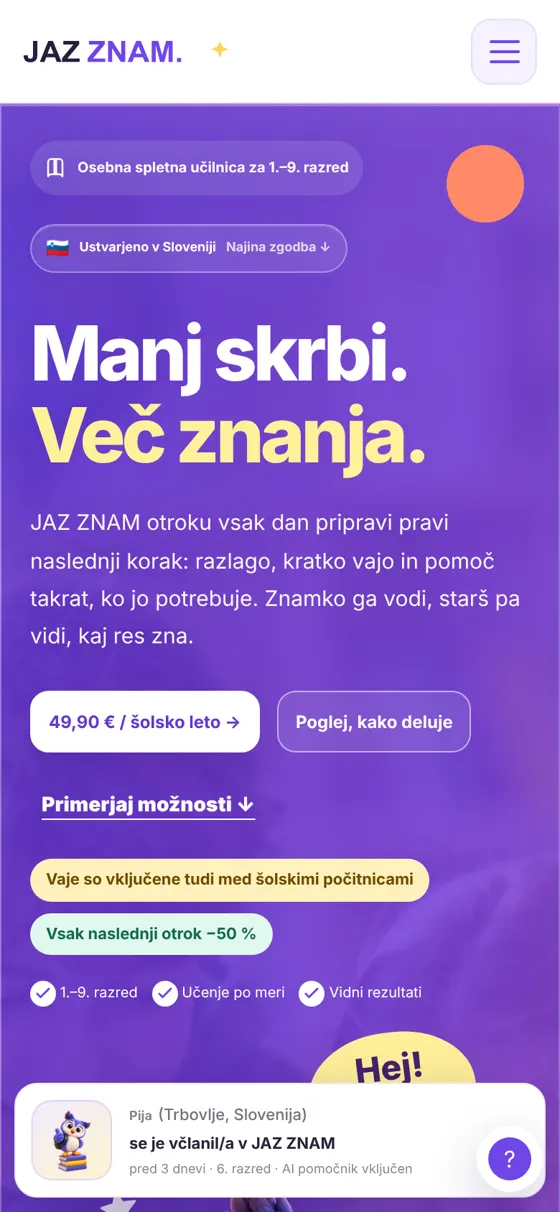 JAZ ZNAM na telefonu